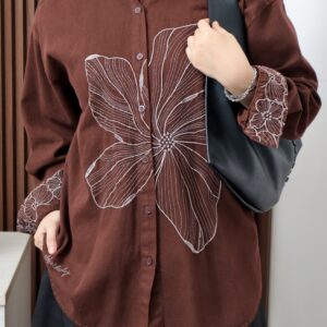 Kemeja Qirani iLTs — Kemeja Jeans Wanita Detail Bordir · Casual Unik · All Size