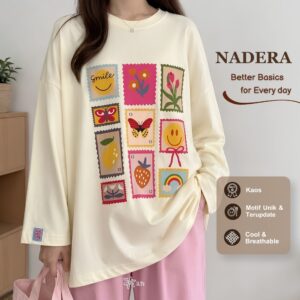 Kaos Nadera iLTs — Kaos Wanita Oversize Premium Casual · Bahan Lembut Anti Gerah · All Size