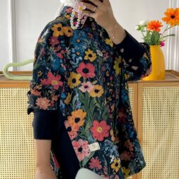 Kemeja Wanita Motif Suyo Flower dengan Bahan Linen untuk Tampilan lebih Menarik