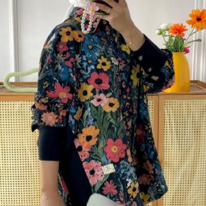 Kemeja Wanita Motif Suyo Flower dengan Bahan Linen untuk Tampilan lebih Menarik