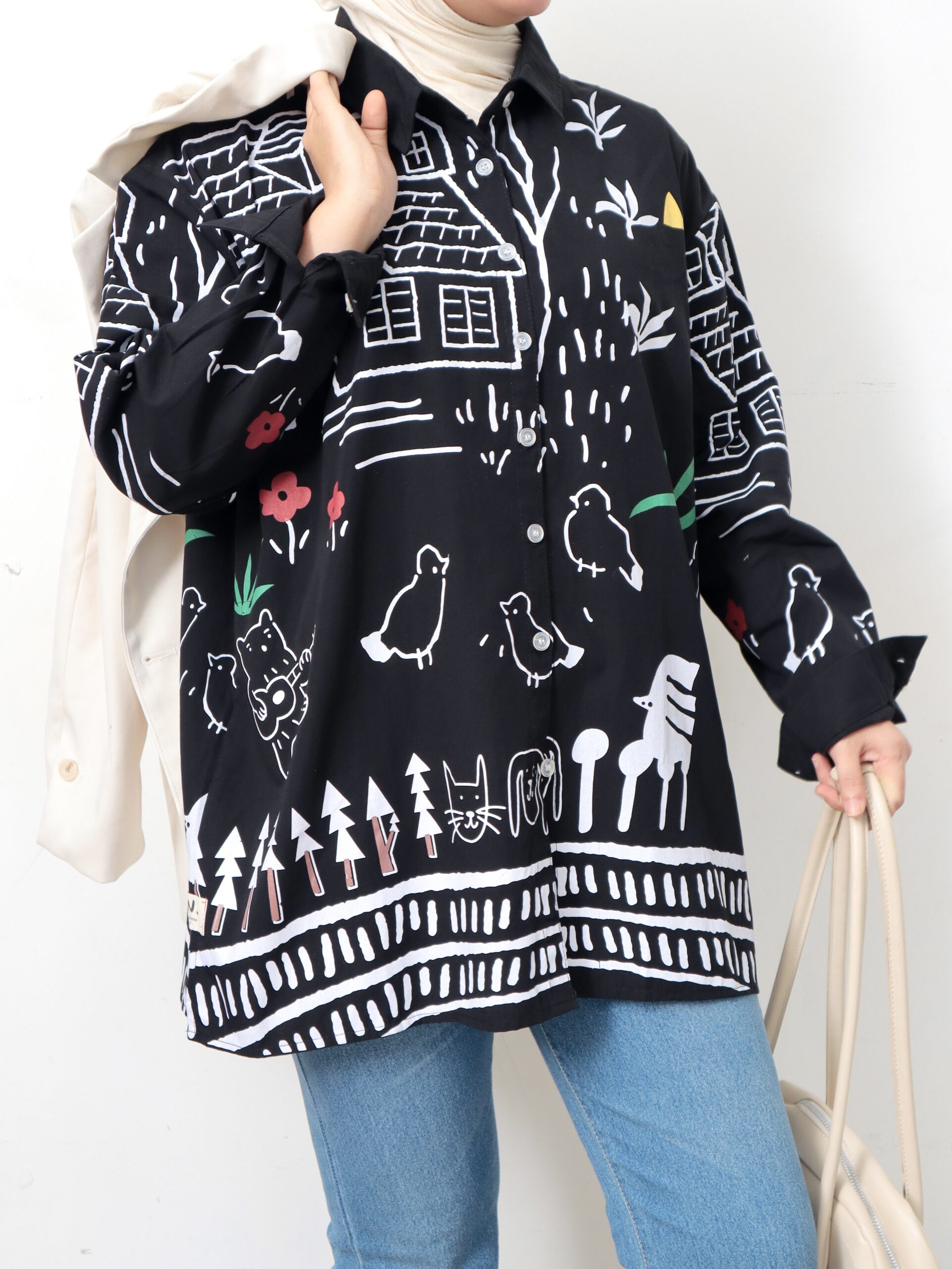 Kemeja Linea - Atasan Wanita painting katun Terbaru Oversize