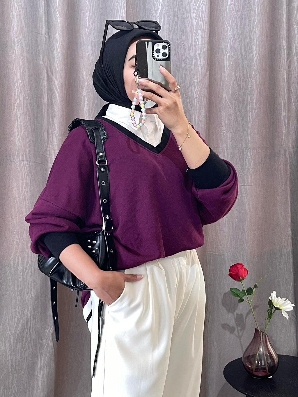 Blouse Wanita Elegant Hanami Bahan Fleece Kombi Katun Terbaru - Gambar 2