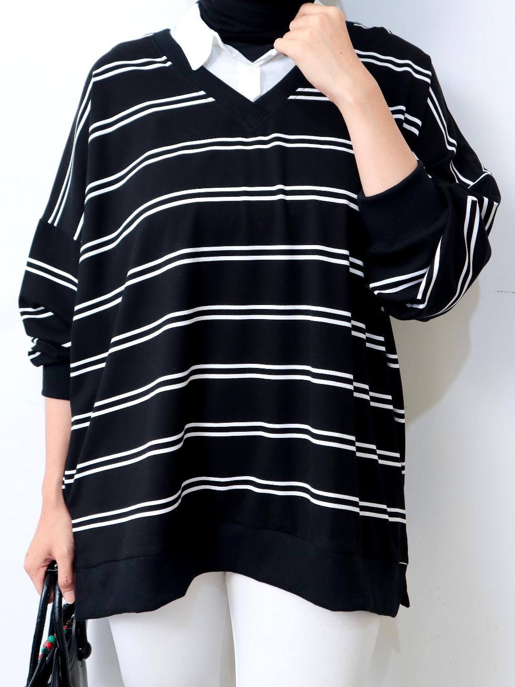 Blouse Wanita Elegant Hanami Bahan Fleece Kombi Katun Terbaru - Gambar 3