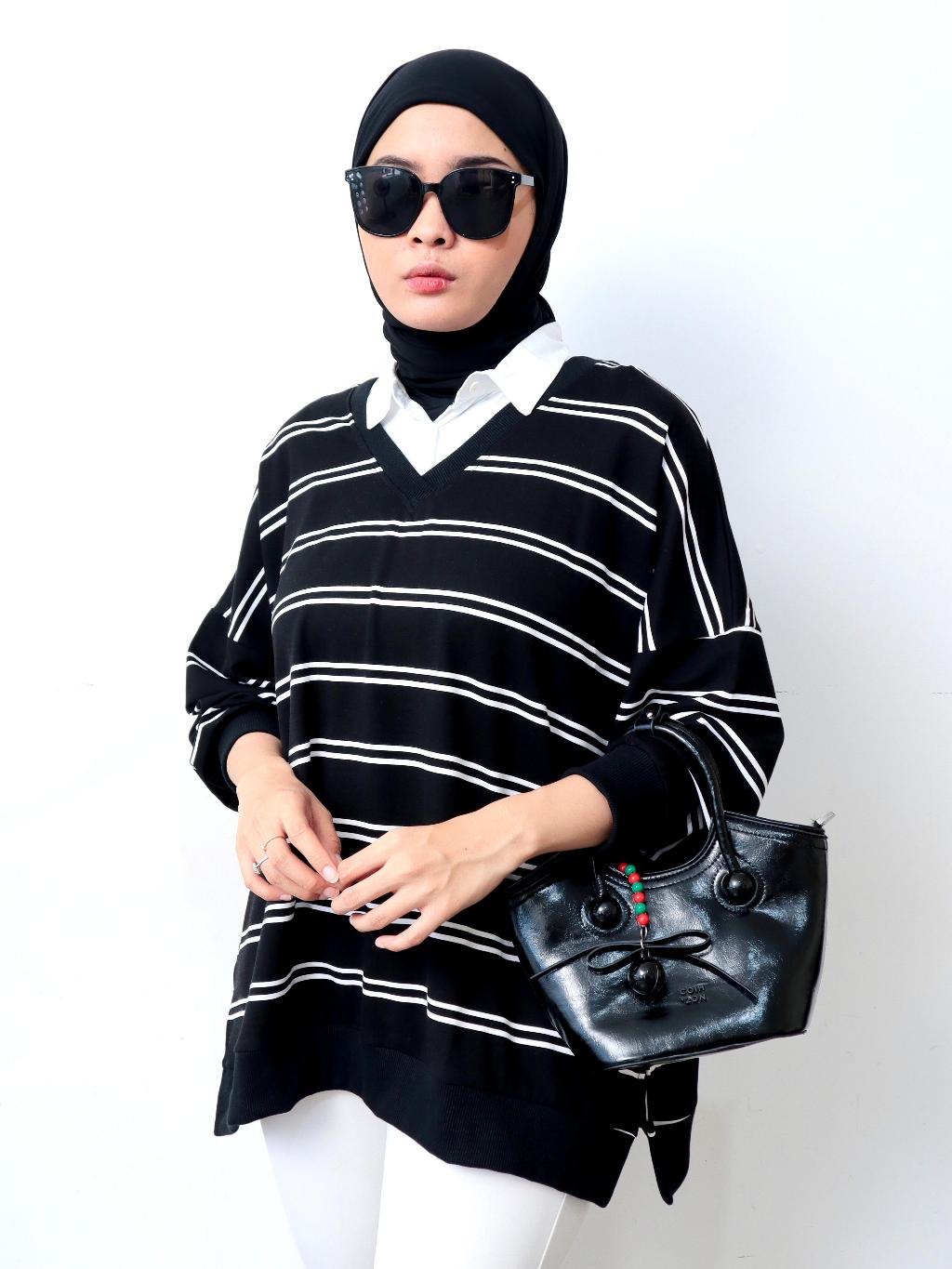 Blouse Wanita Elegant Hanami Bahan Fleece Kombi Katun Terbaru - Gambar 6