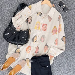 Kemeja Wanita Motif Suyo Sora dengan Bahan Linen untuk Tampilan lebih Menarik
