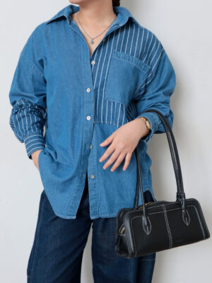 Atasan Wanita Kemeja Marion Bahan Jeans dengan Gaya Chic dan Modern