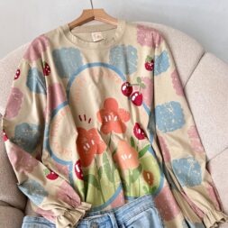 Kaos Wanita Oversize bahan Kaos Yiko Veya Flower Terbaru untuk Gaya Casual Santai