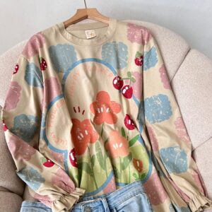 Kaos Wanita Oversize bahan Kaos Yiko Veya Flower Terbaru untuk Gaya Casual Santai
