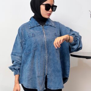 Jaket Jeans Oversize Zipper iLTs — Outer Wanita Denim Casual Chic · Bahan Jeans · All Size