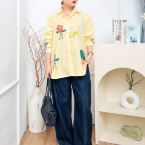 Kemeja Liora Stripe iLTs — Kemeja Stripe Wanita Premium Cotton Floral Detail · Soulful Daily Wear
