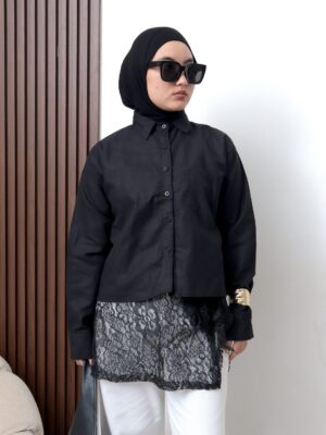 Kemeja Crop Indie dengan bahan linen