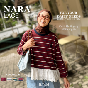 Blouse Nara Lace iLTs — Atasan Wanita Renda Elegan Oversize · Bahan Kaos x Lace · All Size