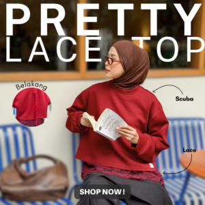 ￼Blouse Pretty Lace iLTs - Atasan Wanita Oversize Renda Elegan Bahan Scuba All Size