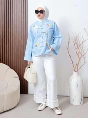 Atasan Cheongsam Wanita Nusara Cotton Bordir untuk Tampilan Stylish Terbaru