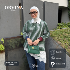 ￼Blouse Orvina iLTs - Atasan Stripe Wanita Bahan Babyterry Stylish All Size