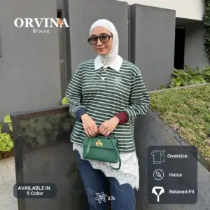 ￼Blouse Orvina iLTs - Atasan Stripe Wanita Bahan Babyterry Stylish All Size