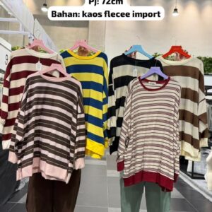 Blouse Stripe Rugby iLTs — Atasan Stripe Wanita Bahan Kaos Knit · Mix Match Mudah · All Size