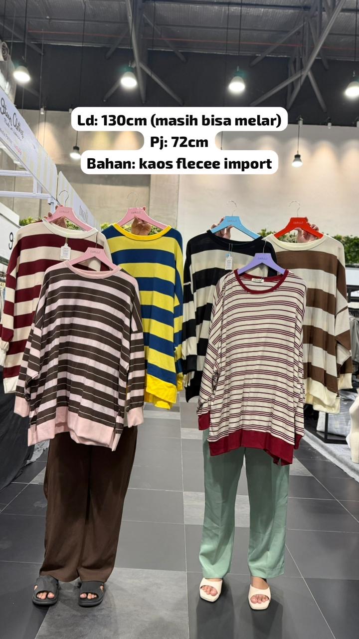 Blouse Stripe Rugby iLTs — Atasan Stripe Wanita Bahan Kaos Knit · Mix Match Mudah · All Size