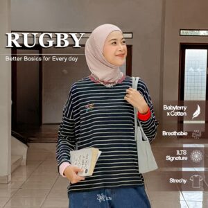 Blouse Stripe Rugby iLTs — Atasan Stripe Wanita Bahan Kaos Knit · Mix Match Mudah · All Size
