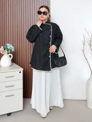 Pakaian Atasan Kemeja Janggan Bordir dengan Desain Casual Kekinian