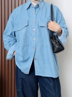 Kemeja Wanita Korean Style Gresia dengan Bahan Jeans untuk Gaya Modis Terbaru