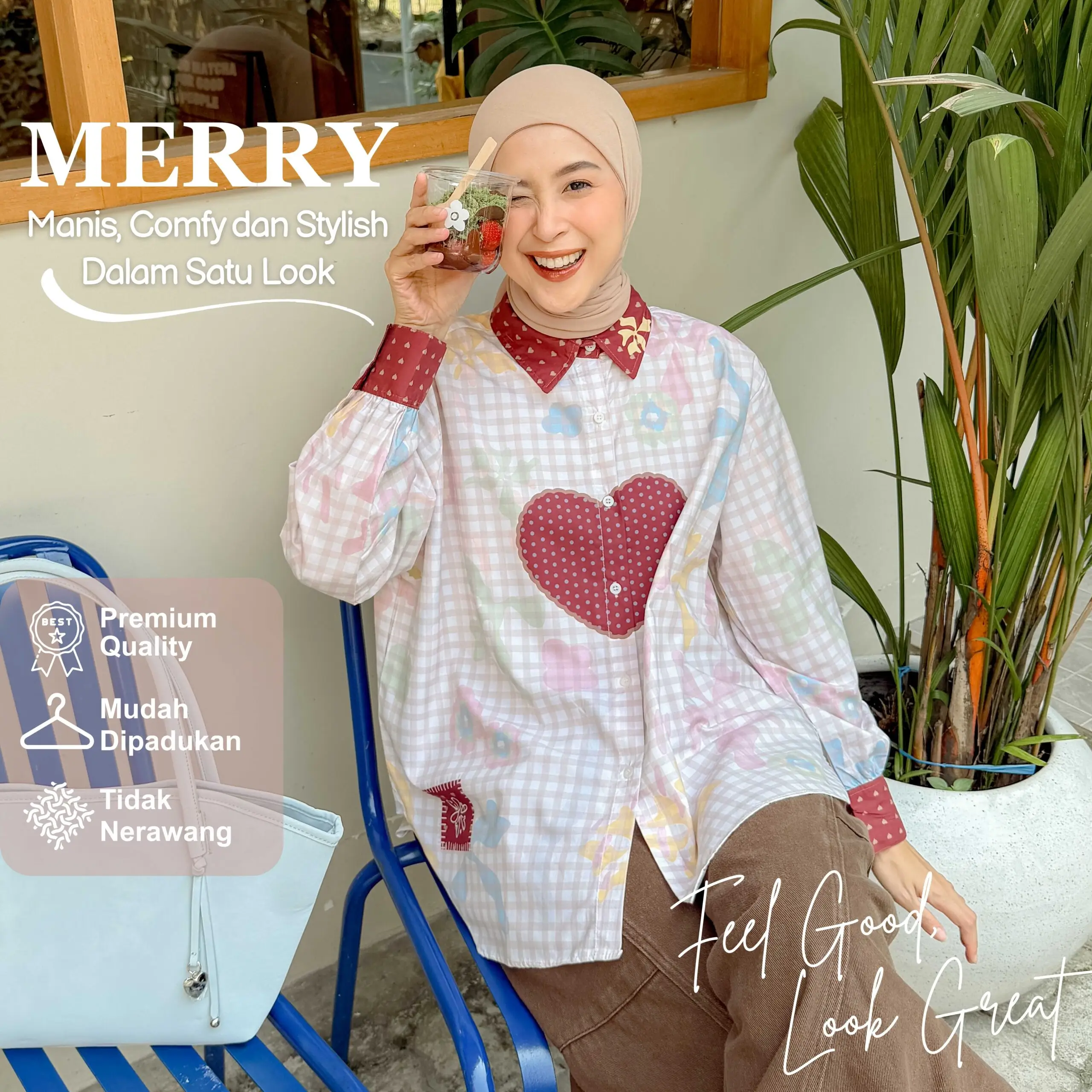 Merry Shirt iLTs - Kemeja Oversize Wanita Adem Anti Kusut Motif Eksklusif