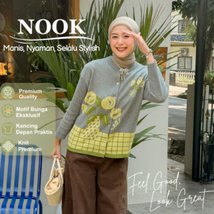 Nook Cardigan iLTs — Cardigan Rajut Wanita Oversize Motif · Atasan Knit Premium Premium · All Size