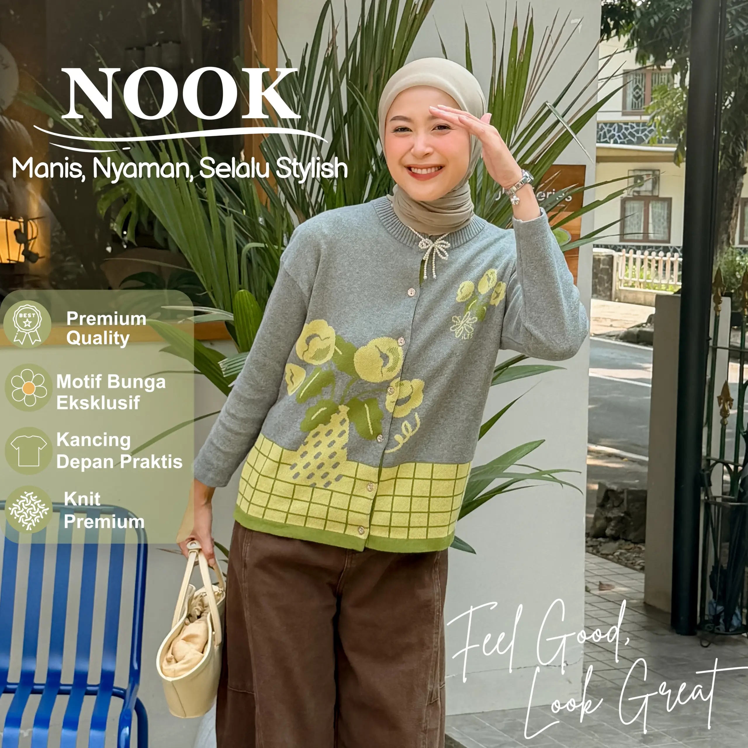 Nook Cardigan iLTs — Cardigan Rajut Wanita Oversize Motif · Atasan Knit Premium Premium · All Size
