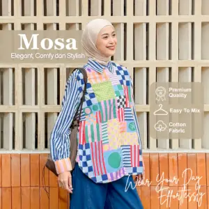 Kemaja Mosa Shirt iLTs - Atasan Wanita Oversize Motif Premium Engineered Print
