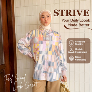 Kemeja Strive Shirt iLTs — Atasan Oversize Wanita Casual Motif · Bahan Cotton Premium · All Size