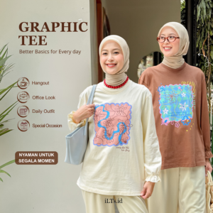 Kaos Graphic Tee iLTs — Kaos Oversize Wanita Bahan Premium Graphic Floral Adem & Comfort All Size