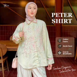 Peter Pan Shirt iLTs — Kemeja Oversize Wanita Kerah Peterpan Bordir Katun Adem All Size