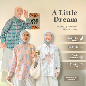 A Little Daydream Shirt iLTs — Kemeja Oversize Motif Printed Art Bahan Cotton Cheerful Daily