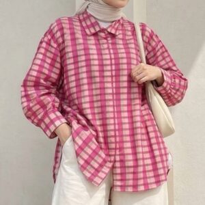 Kemeja Garden Party iLTs — Atasan Kemeja Stripe Motif Katun Adem Casual Korean Look All Size